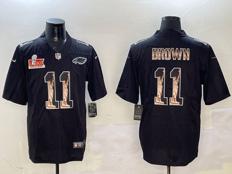 Men Philadelphia Eagles #11 Brown Black Lord goddess 2025 Nike Vapor Limited NFL Jersey style 2